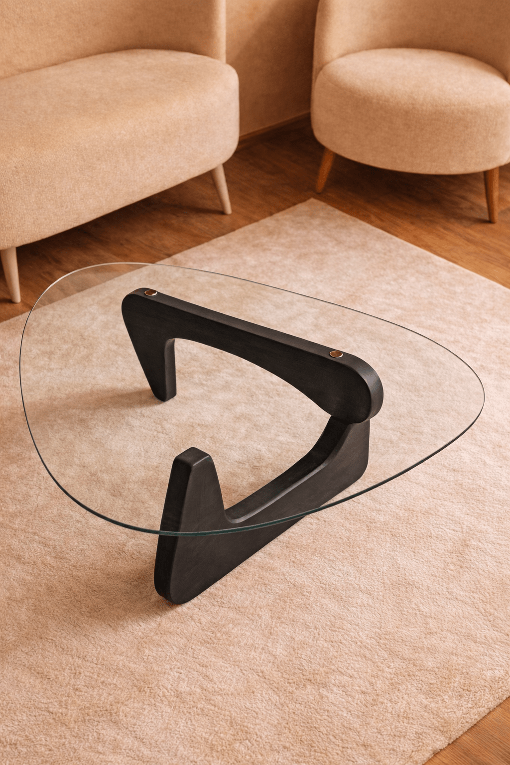 Handmade Noguchi Style Glass Coffee Table - LIVORA