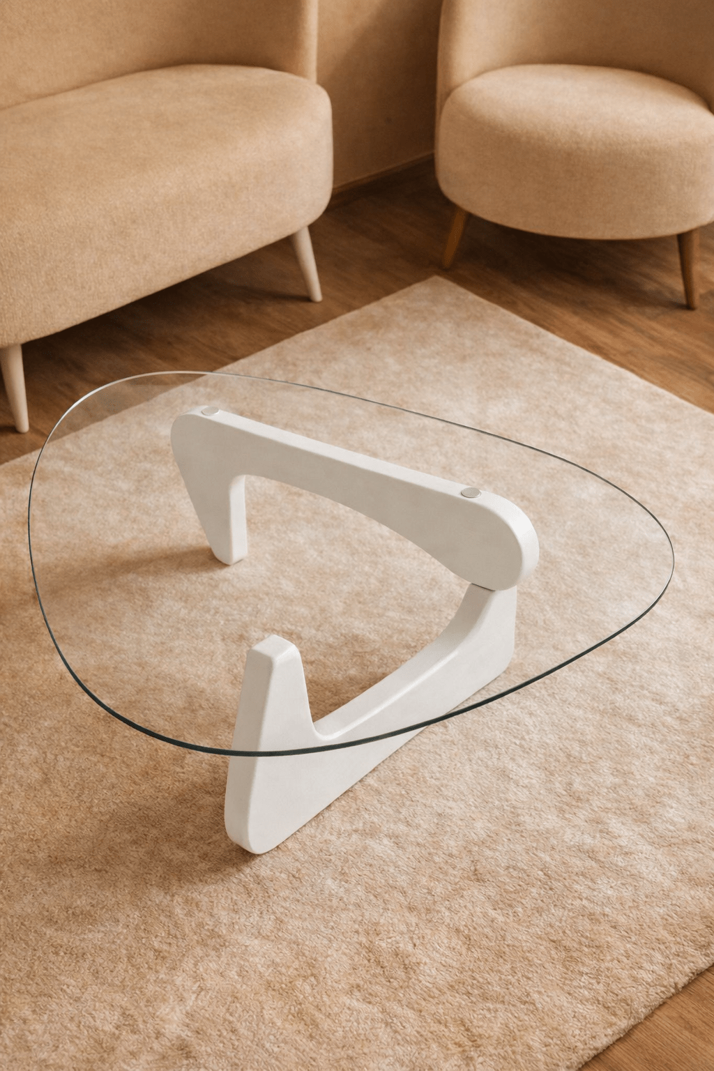 Handmade Noguchi Style Glass Coffee Table - LIVORA