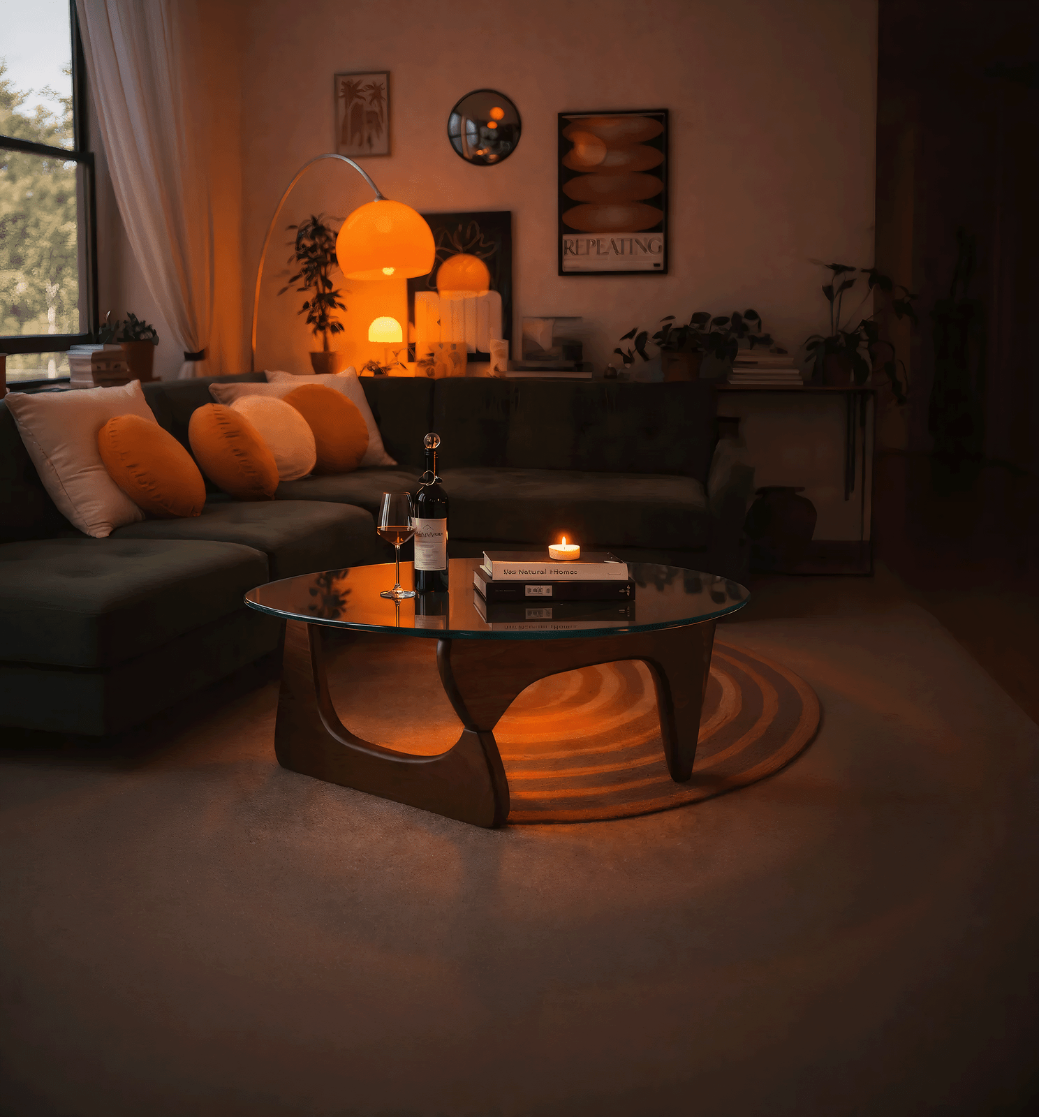 Handmade Noguchi Style Glass Coffee Table - LIVORA