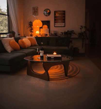 Handmade Noguchi Style Glass Coffee Table - LIVORA