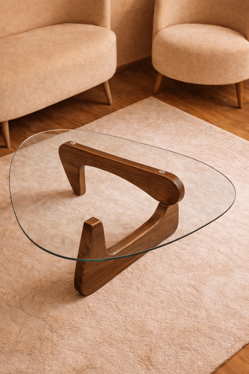 Handmade Noguchi Style Glass Coffee Table - LIVORA