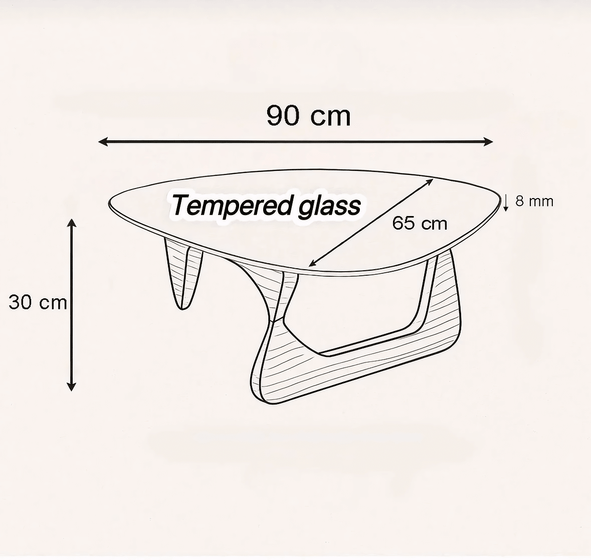 Handmade Noguchi Style Glass Coffee Table - LIVORA