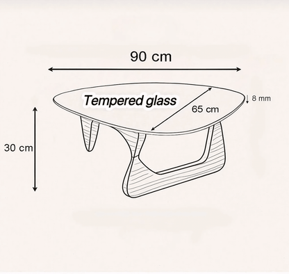 Handmade Noguchi Style Glass Coffee Table - LIVORA